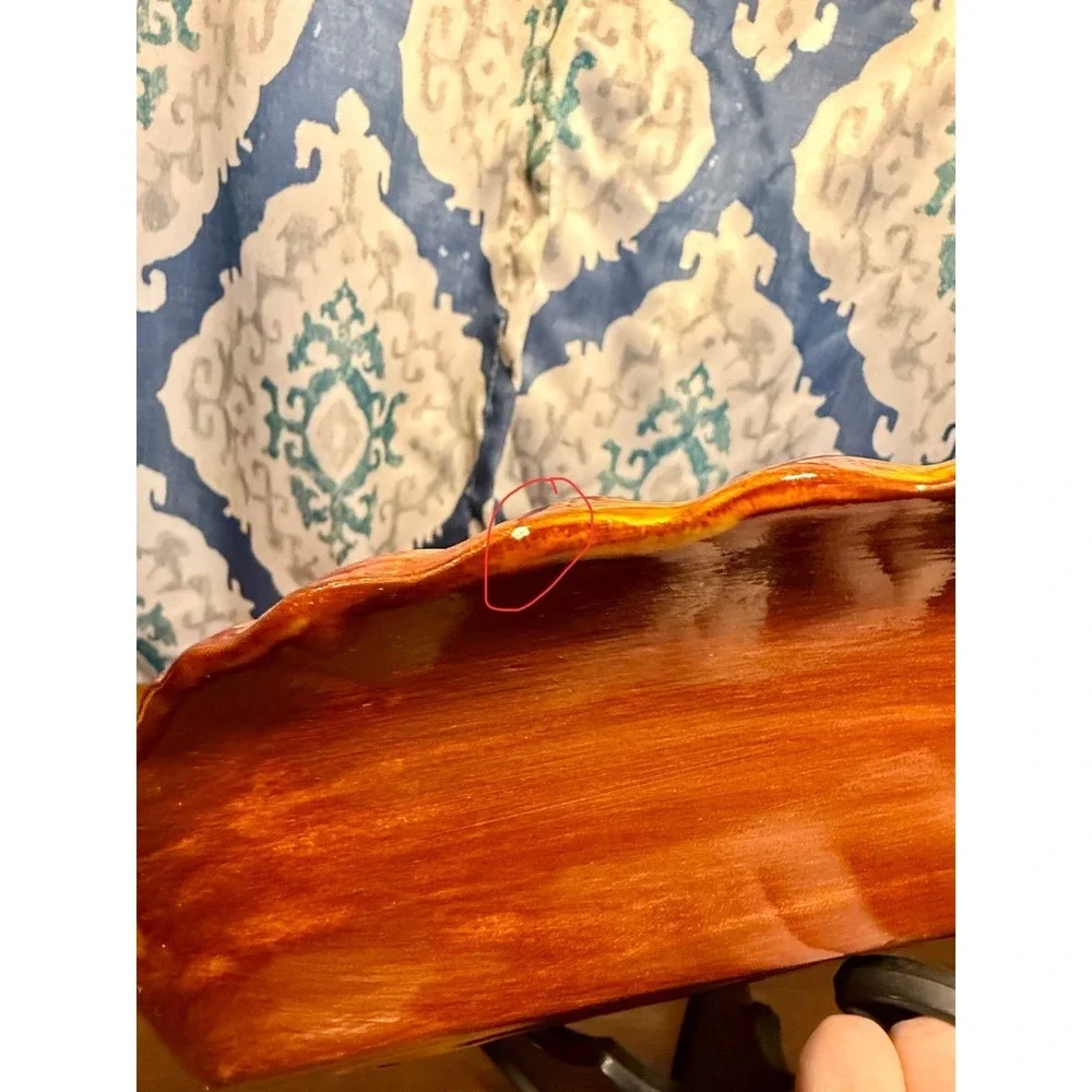 Vintage Hand Crafted Hand Glazed‎ Orange~Red~ FISH SERVING PLATTER-DECOR